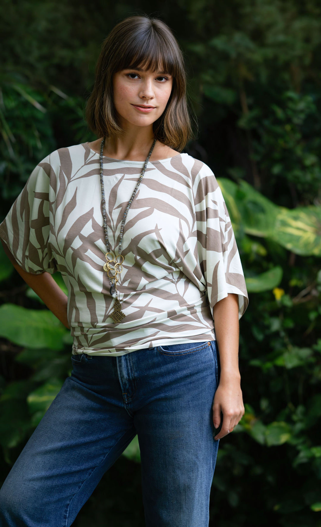 Michele Blouse in Lahaina Palms Khaki