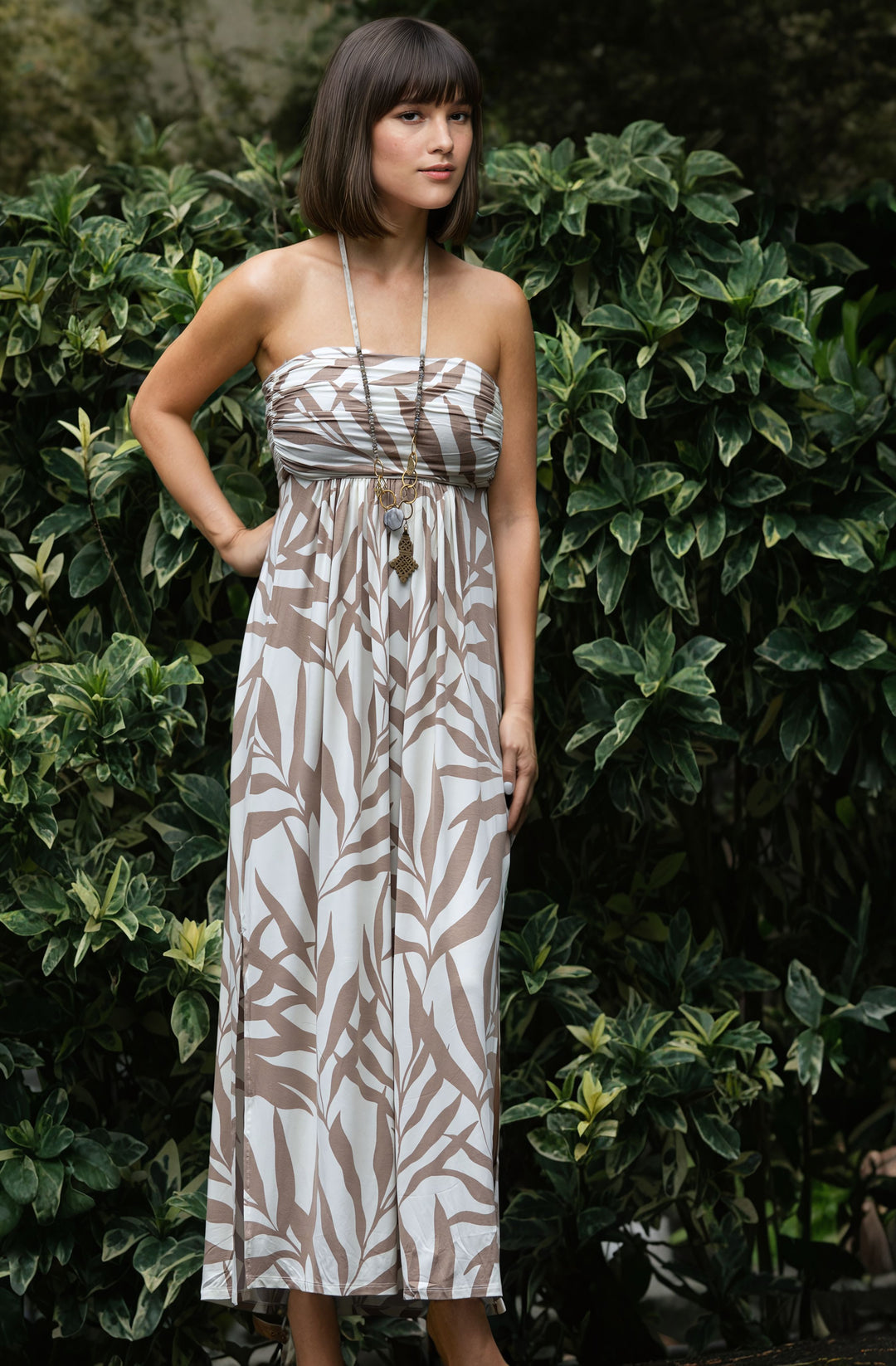 Sandy Maxi Dress in Lahaina Palms Khaki