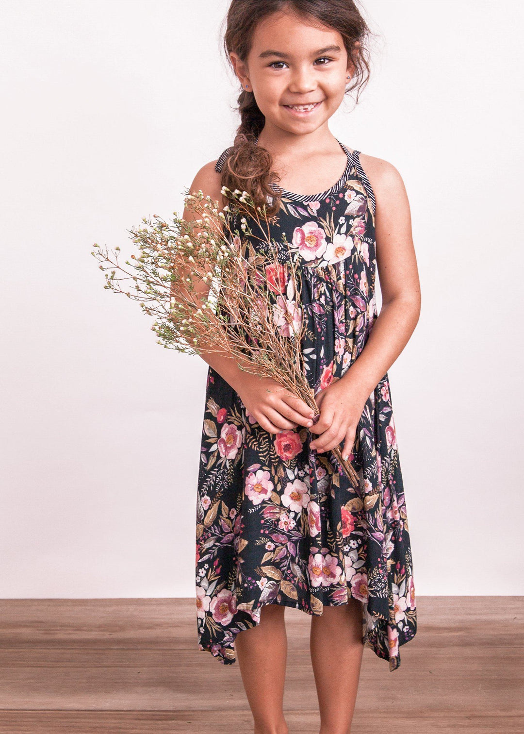 Lil Aria Wildflower Black GIRLS DRESS Cinnamon Girl