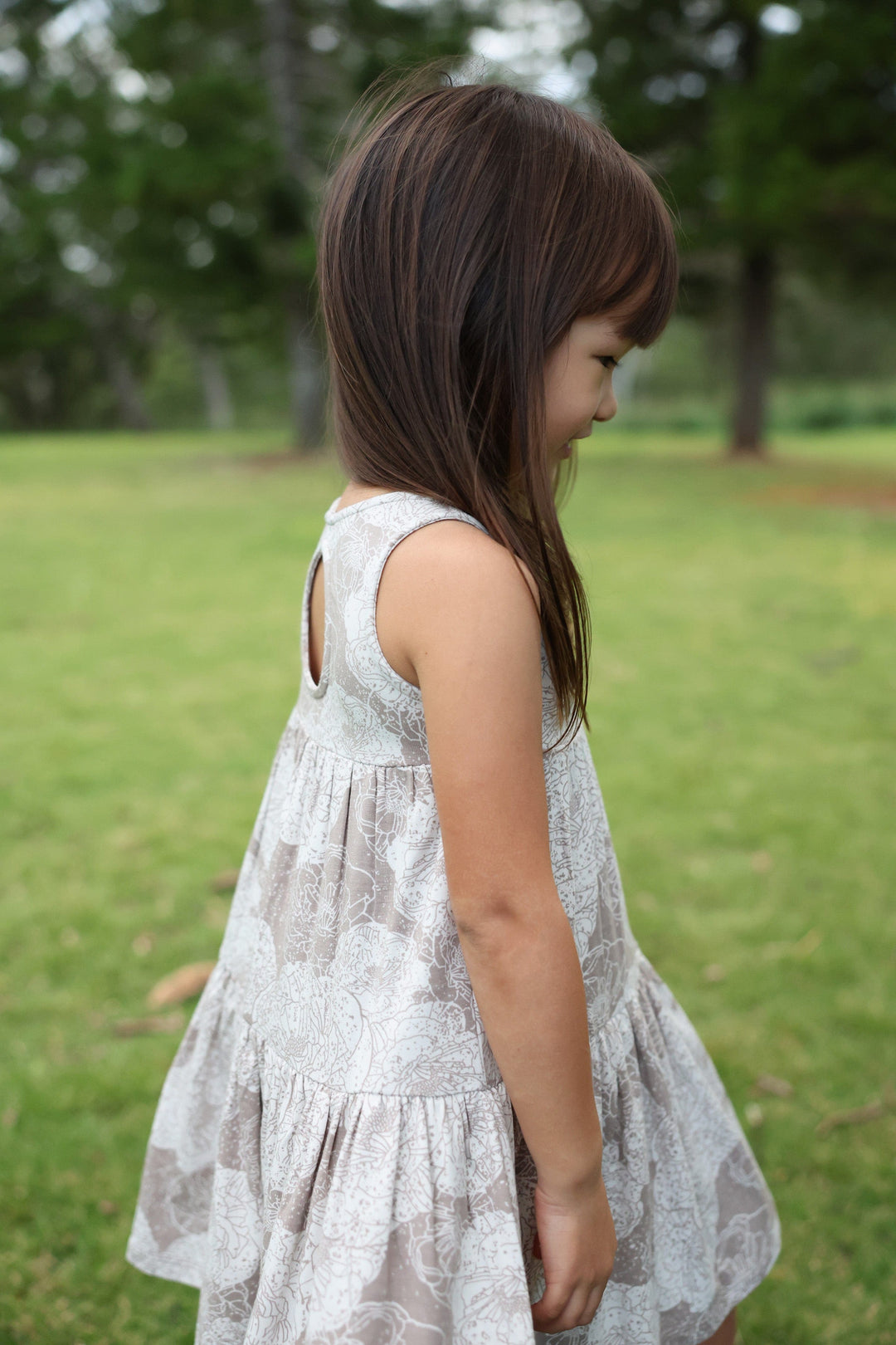 Cinnamongirl.com GIRLS DRESS Lil Yaya Taupe Peony Dress