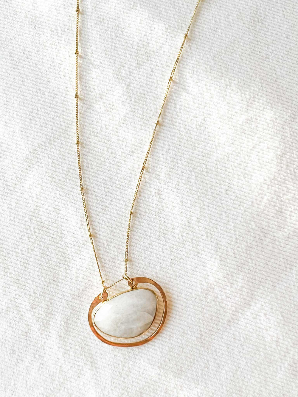 Necklace with White Stone Pendant
