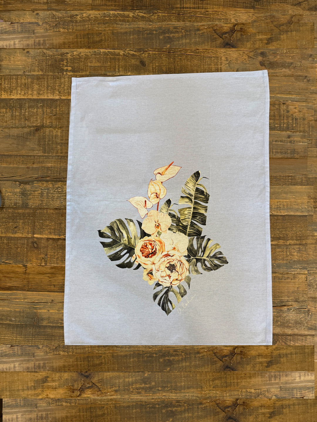 Kitchen Towel Tropical Bouquet Powder Blue