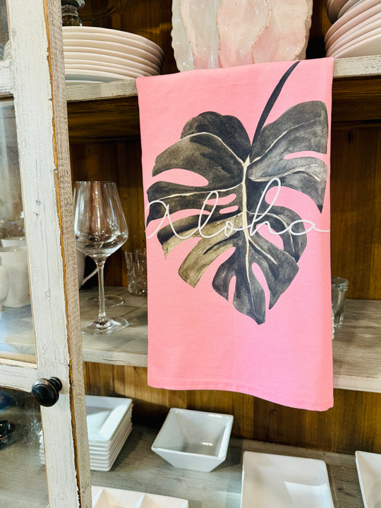 Kitchen Towel Pink Monstera