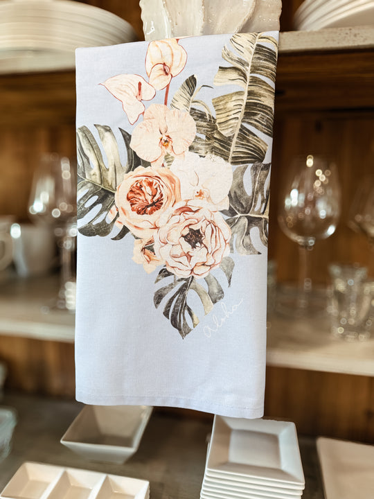 Kitchen Towel Tropical Bouquet Powder Blue