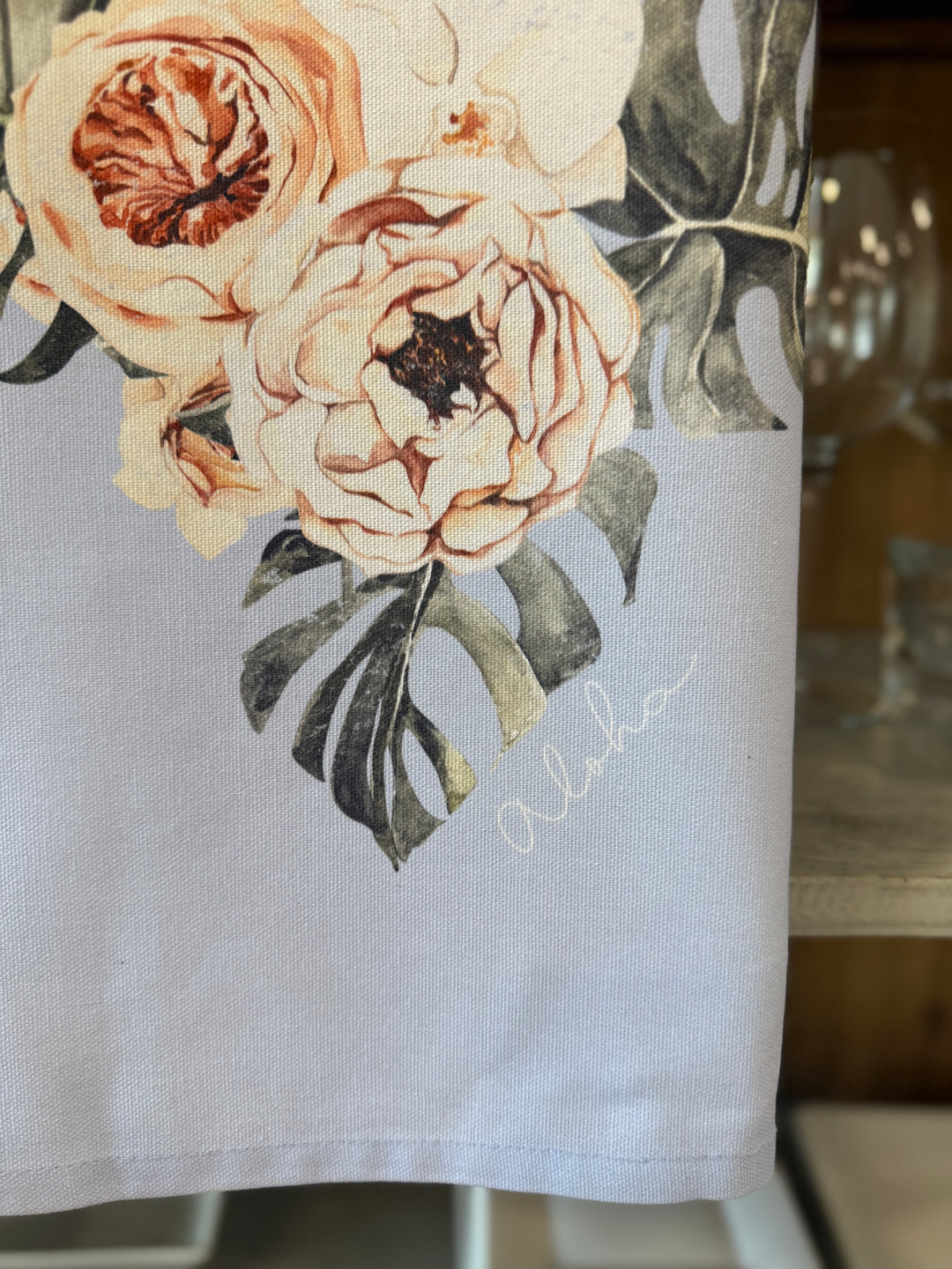 Kitchen Towel Tropical Bouquet Powder Blue