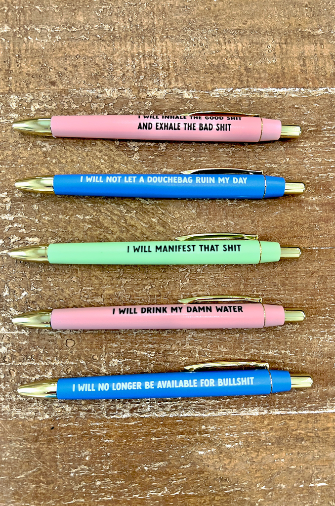 Reminder Daily Mantra Pens, Daily Reminders Pens, Swear Word Daily