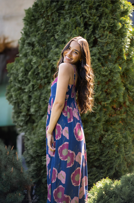 Kayla  Maxi in Peonies at Midnight