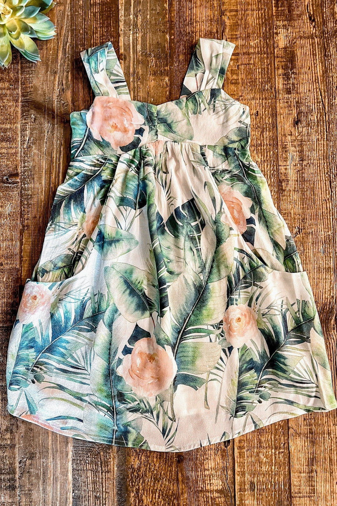 Cinnamon Girl GIRL'S DRESS Lil Kourtney in Tropical Leaf