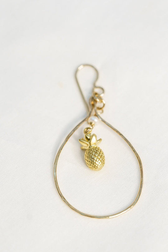 HI BARBARA ONEKEA Earrings Hammered Gold Filled Hoop Pineapple Earring Earrings