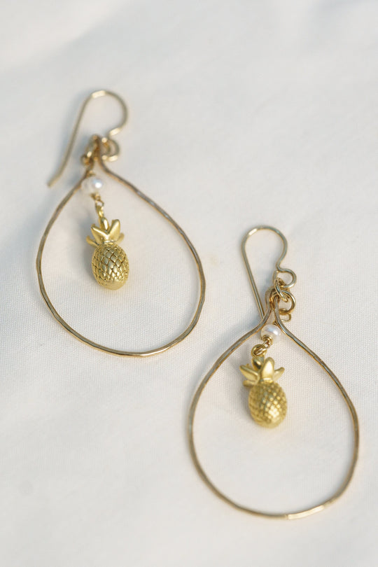 HI BARBARA ONEKEA Earrings Hammered Gold Filled Hoop Pineapple Earring Earrings
