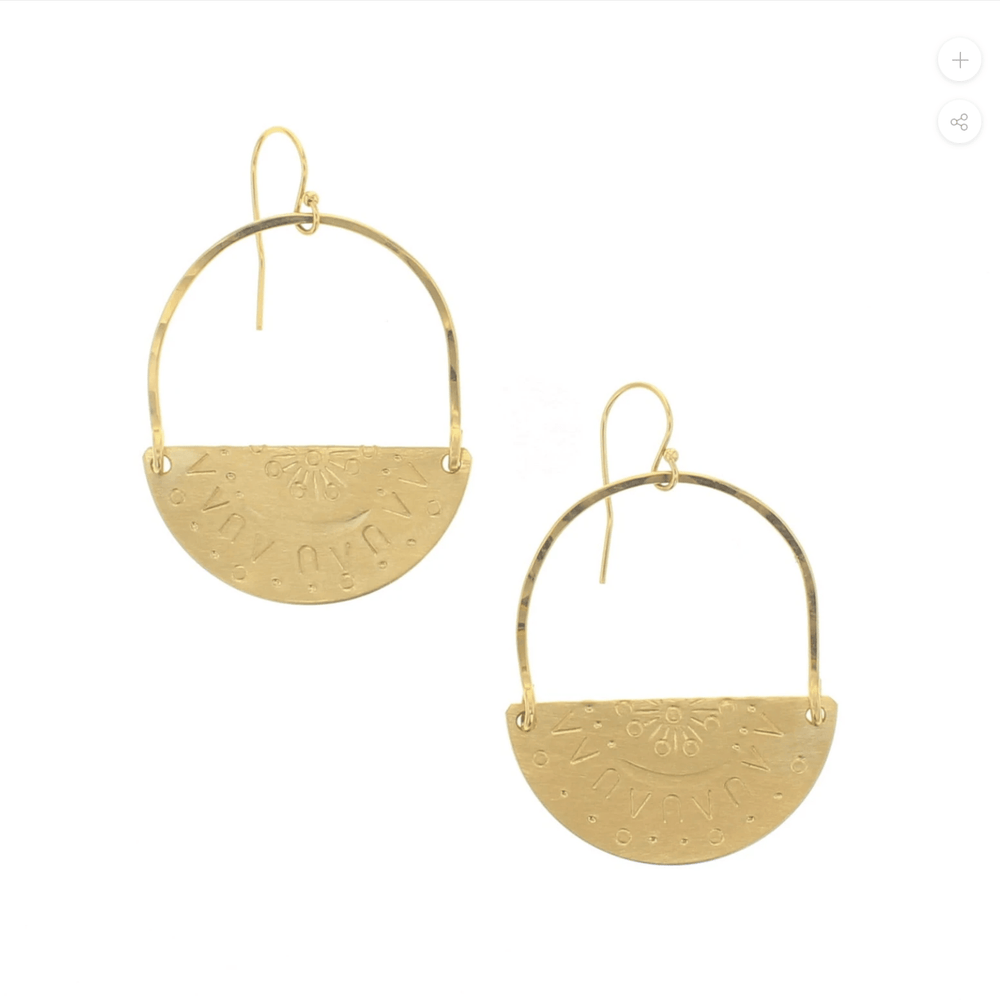 Lotus Earrings Boho Moon Stamped 14kt gold Filled Earrings