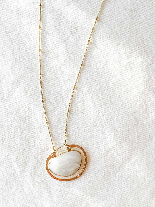 Necklace with White Stone Pendant
